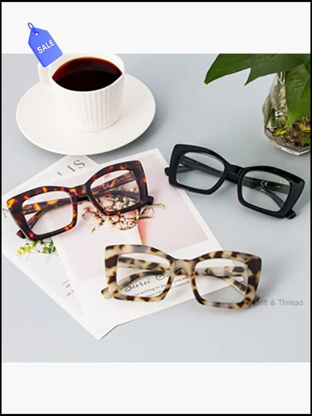 Oversized Square Reading Glasses Blue Light Blocking Spring Hinge Large Frame